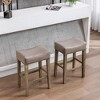Bar Stools Set Of 2, Modern PU Leather Nailhead Upholstered Saddle Stools, Counter Height 26 Inches Backless Soft Saddle Seat - 3 of 4