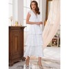 INSPIRE CHIC Women's Lace Wedding Guest Cocktail Evening Ruffle Cap Sleeves Tiered A-Line Maxi Dresses - 2 of 4