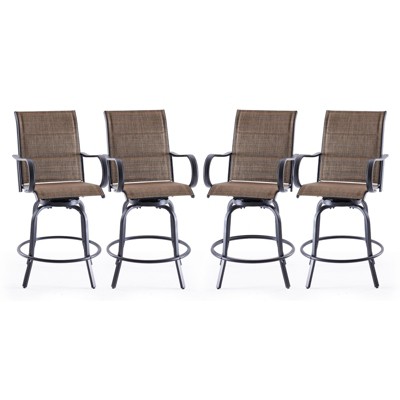 Maggift Patio Seating Sets, wivel Bar Stools Set of 4, Ergonomic Design, All Weather Use for Patio, Balcony and Poolside, Brown, 25.2"*25.2"*48.6"