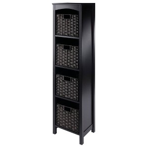 Winsome 55.98" 5pc Terrace Storage Shelf with Baskets Espresso/Chocolate: Slim Design, 4-Tier, Wood Frame - 1 of 4