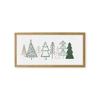 28"x14" Field of Pines Natural Brown Frame Wall Canvas - Petal Lane