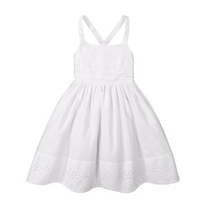 Hope & Henry Girls' Sleeveless Special Occasion Sun Dress with Bow Back Detail and Embroidery, Toddler - 1 of 4