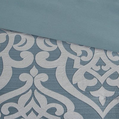 Aqua and Silver King Microfiber 8-Piece Comforter Set