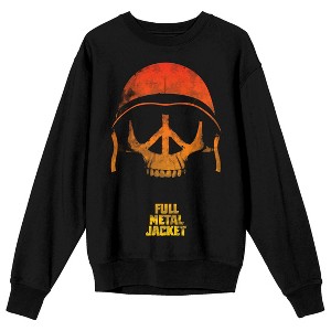 Full Metal Jacket Skull With Helmet Crew Neck Long Sleeve Black Adult Sweatshirt - 1 of 3