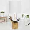 Creekwood Home Sleek Functional Accent Table Lamp with USB Gold White Shade - 4 of 4