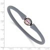 Chisel Stainless Steel 9-10mm Black Baroque Freshwater Cultured Pearl on Grey Silicone 6.75" Bracelet - 3 of 4