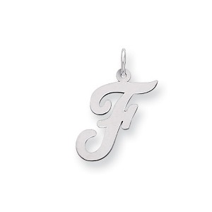 Black Bow Jewelry 14k White Gold, Madison Collection, Medium Script Initial Pendant A-W - 1 of 4