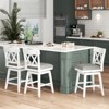 Tangkula 26" Bar Stool Wooden Chair Set of 3 w/Contoured Backrest Swivel Padded Seat - 2 of 4