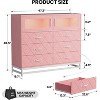 Jojoka 6-Drawer & 2-Door Storage Cabinet Dresser with Built-In Charging Station and RGB LED Lighting – Tall White Chest, Pink - 2 of 4