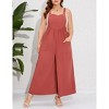 Clearlove Women's Plus Size Loose Jumpsuits One Piece Sleeveless Wide Leg Long Pant Rompers With Pockets - 2 of 4