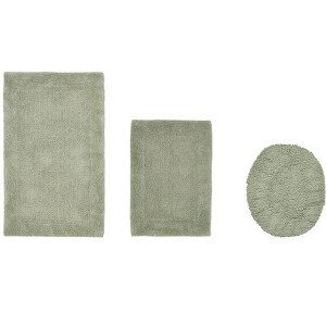Edge Bath Rug 100% Premium Cotton Ultra-Soft Water Absorbent Tufted Solid Reversible 3 Piece Bathroom Rug Set for Machine Washable Bathmat - 1 of 4