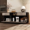 FUFU&GAGA Gray Living Room Storage Cabinet 2 Doors 2 Drawers TV Console Special Flip Door Design - 3 of 4