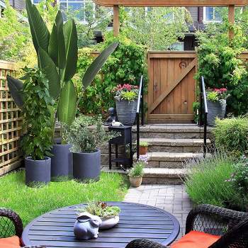 Set of 3 Concrete/Fiberglass Elegant Indoor/Outdoor Planter Charcoal Gray - Rosemead Home & Garden, Inc.
