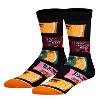 Cool Socks Novelty Crew Dress Sock, Food, Chinese Asian Noodles, Silly Funny Retro