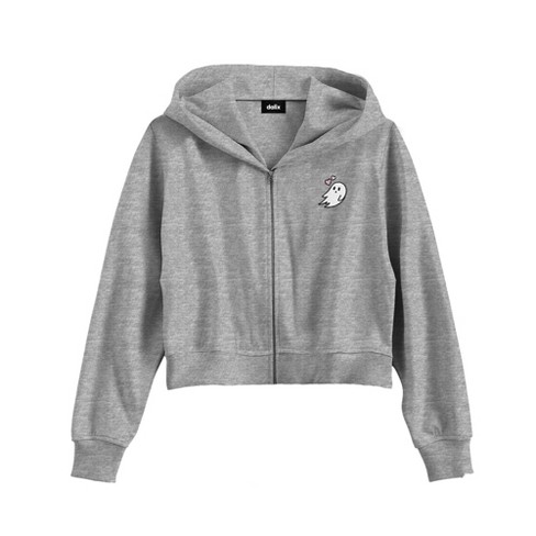 Dalix Heartly Ghost Embroidered Fleece Zip Hoodie Cold Fall Winter Women - image 1 of 4