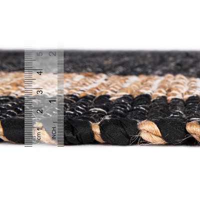 Handmade Black Geometric Braided Jute Area Rug 5' x 8'