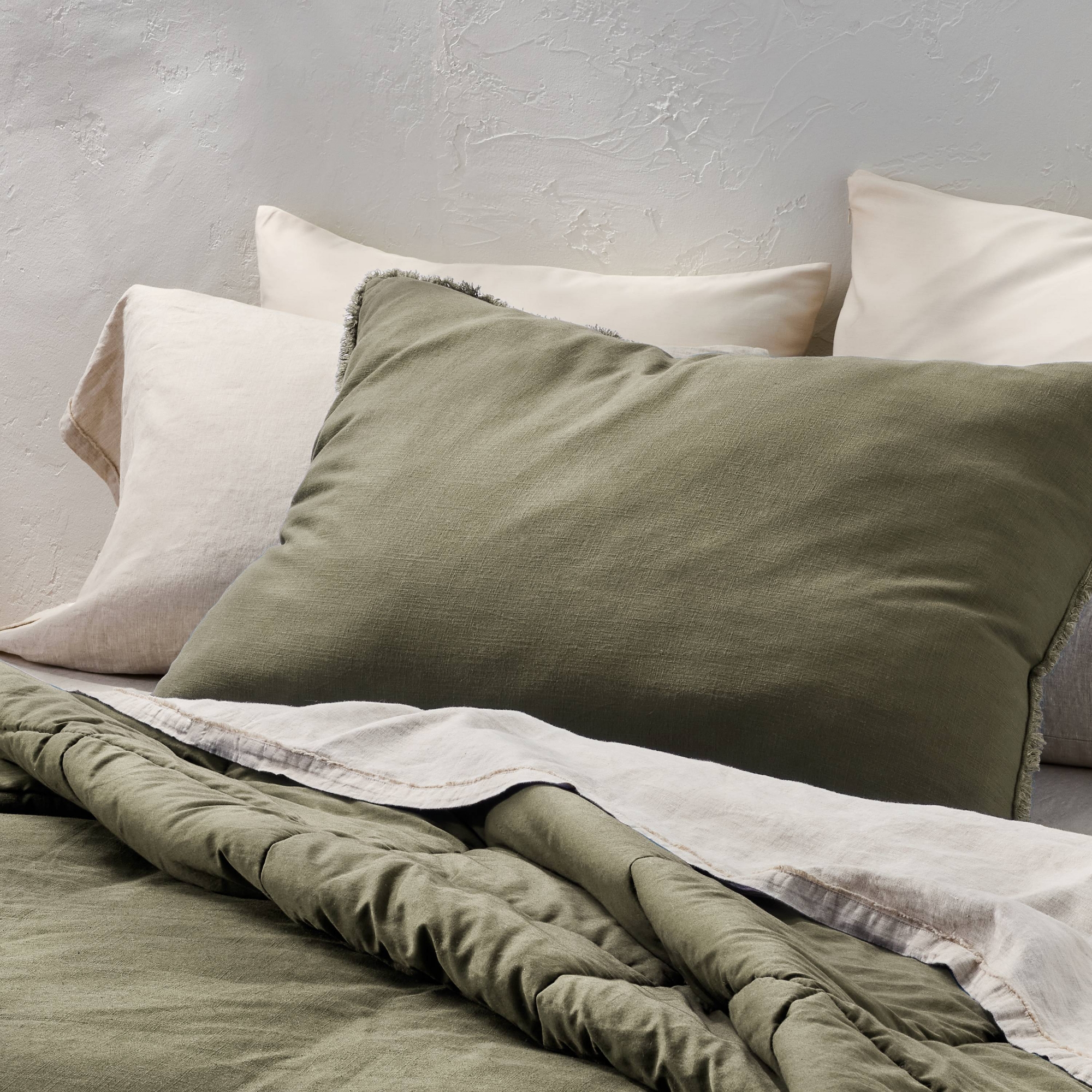 King Euro Heavyweight Linen Blend Decorative Throw Pillow Olive Green - Casaluna™