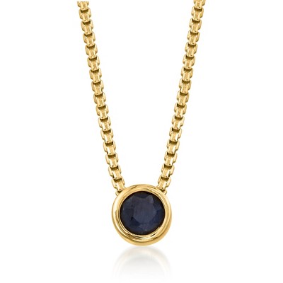 Ross-Simons 0.50 Carat Bezel-Set Sapphire Adjustable Necklace in 18kt Gold Over Sterling Size