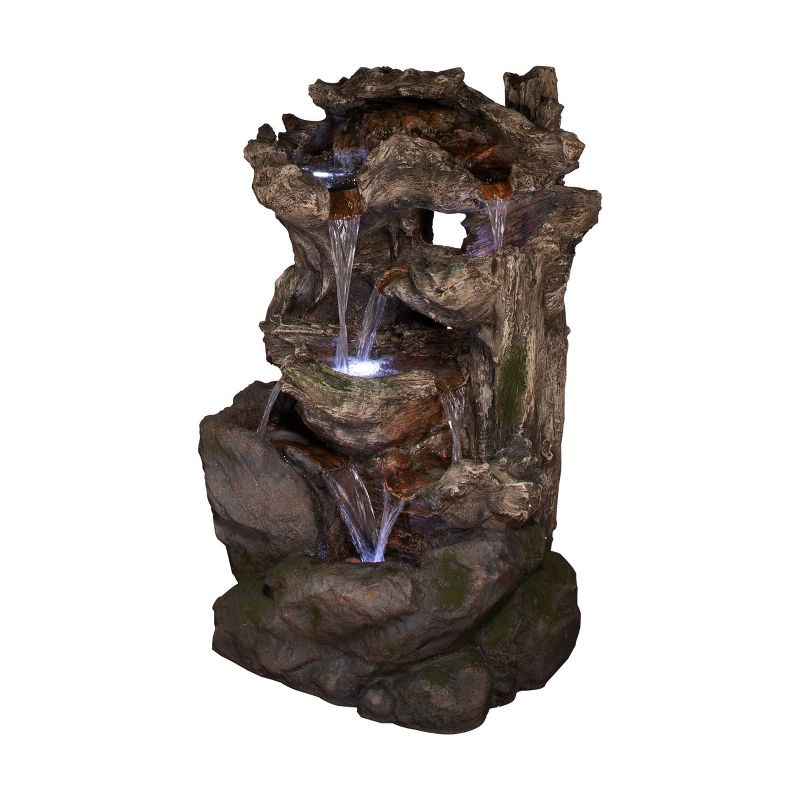 40&#34; 6-Tiered Rainforest Waterfall Fountain With LED Lights - Brown - Alpine Corporation, 5 of 18