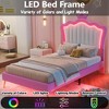 BABYYER Full Size Upholstered Bed Frame, Modern Princess Platform Bed with Adjustable Crown Headboard, No Noise for Girls - 2 of 4