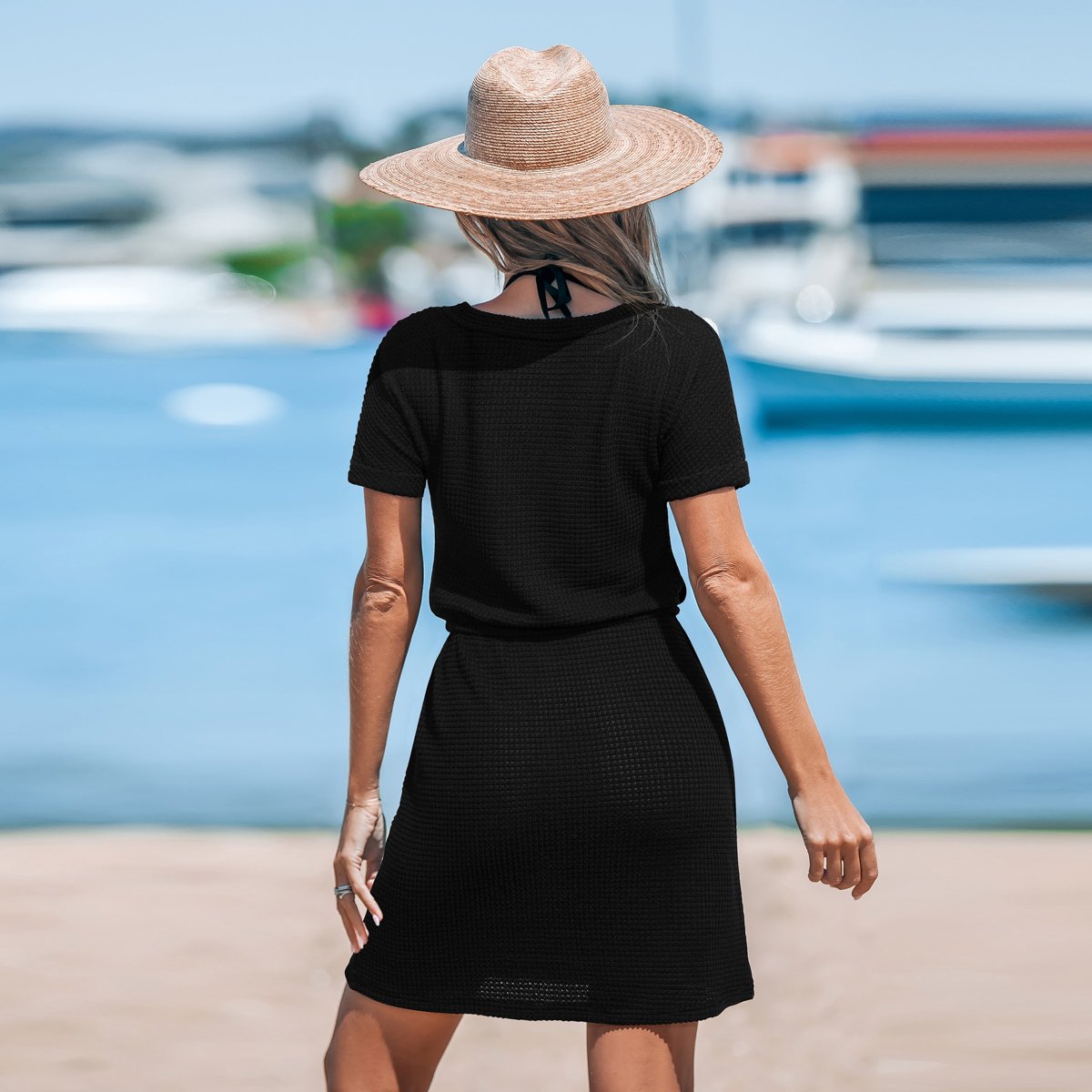 Женские платья Cupshe Women's Breezy Beach Crochet Cover Up Dress-M-Black — фото 4