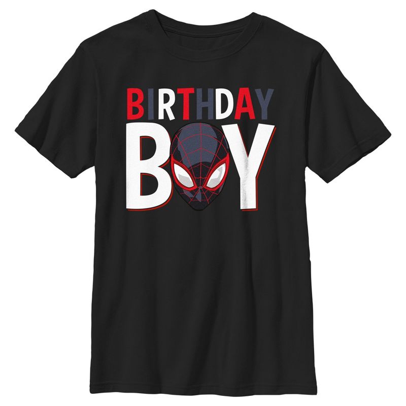 Boy's Marvel Birthday Boy Superhero Mask T-Shirt, 1 of 6