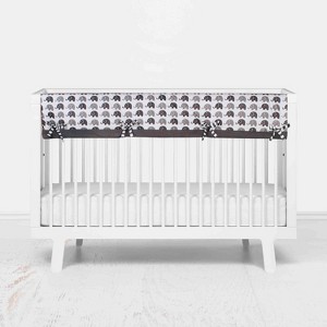 Bacati - Elephants White/Gray Long Crib Rail Guard Cover - 1 of 4