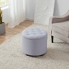 Ornavo Home Upholstered Round Tufted Storage Ottoman with Wooden Legs - 3 of 4