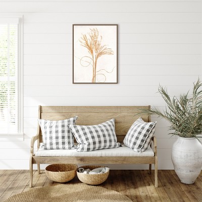 Mustard and Silvergrass Beaded Framed Canvas Wall Art