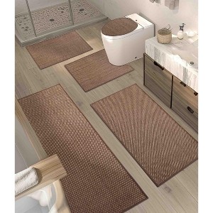 BAGOKIE 5 Piece Non-Slip Bathroom Rug Set - 1 of 4