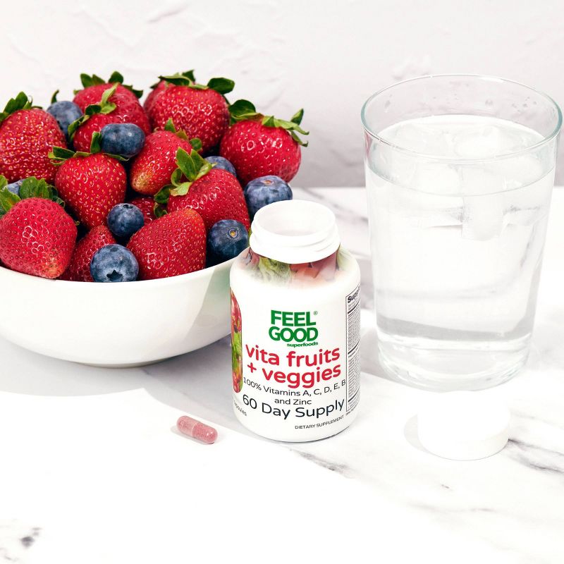 FeelGood Vegan Superfoods Vita Fruits + Veggies Vitamin Capsules - 60ct, 4 of 9