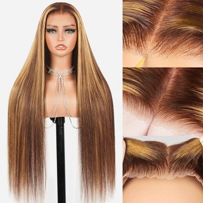 Jessie's Wig 20-24 Inch Straight Wig 7x5 Pre Cut Lace Highlight Honey Brown Color 1 Pc/Pack