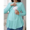 INSPIRE CHIC Women's Nursing Top Ruffle Pleated Long Sleeve Tunic Rayon Postpartum Breastfeeding Shirt Pregnancy Clothes - 2 of 4