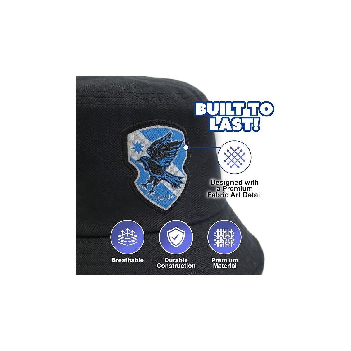 Ravenclaw Bucket Hat for Kids - Officially Licensed Harry Potter Bucket Hat, Beach Hat, Sun Hat 4-14 Black, Grey, Blue and White - thumbnail 6