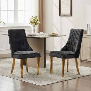 NicBex Flocking Thickened Dining Chairs Set of 2 with Curved Solid Wood Legs,Modern Upholstered Style Accent Chairs for Living Room - 1 of 4
