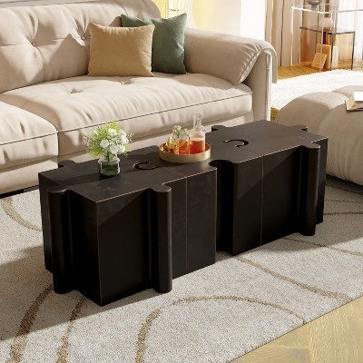 Sapphtopaz Modular End Table with Puzzle Design Artistic Side Table with Interlocking Coffee Table for Living Room, Bedroom