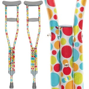 My Crutches - Fashionable Designed Crutches w Underarm Pad for Kids/Adults w Adjustable Handgrip & Length for Heights 4'5" to 5'2" (Poka Dots) - 1 of 4