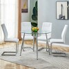 KWPZQEB Round Dining Table and Chairs for 4, Round Dining Table with Tempered Glass & Metal Legs, Paried With 4 High-quality PU Chairs for Dining Room - 2 of 4