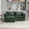 76.77'' Chenille Double Sofa with Removable Armrests L-Shaped Sectional Sofas, Footstool, and Convenient Side Pockets - 3 of 4