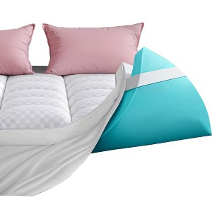 Itopfox Dual Layer Memory Foam Mattress Topper for Pressure Relief with 4X Support, Pillow Top Queen Size with Cooling Gel Memory Foam & Bamboo Cover - 1 of 4