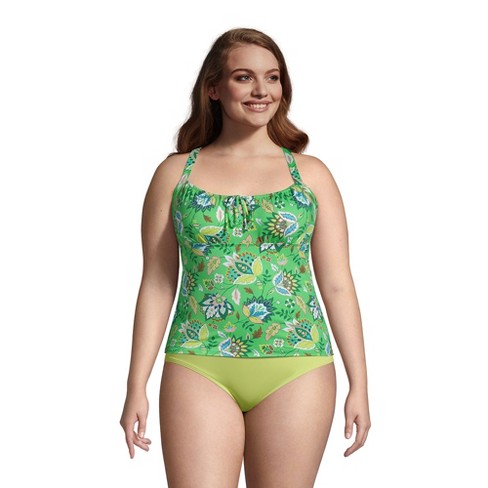 Lands' End Women's Plus Size Chlorine Resistant Tie Front Underwire Tankini  Top Swimsuit Adjustable Straps - 26w - Pale Green Jacobean : Target