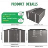PAGED 10x12 FT Outdoor Storage Shed with Double Door,Waterproof Metal Garden Shed with Two Windows for Backyard Patio,Gray - 3 of 4