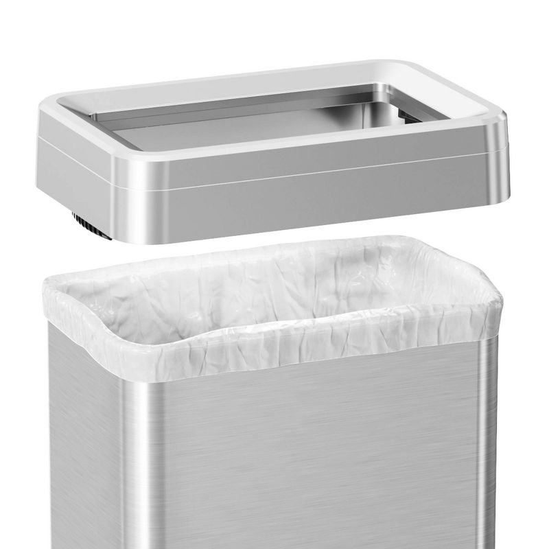 iTouchless Rectangular Trash Can with Wheels and Dual Odor Filters, 4 of 6