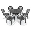 7-Piece Cast Aluminum Outdoor Dining Set: Round Table, Stackable Chairs & Brown Cushions - All-Weather Patio Furniture for Your Backyard - 3 of 4
