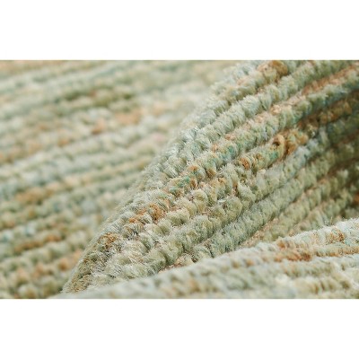 Etra Green Hand-Knotted Wool and Cotton Area Rug