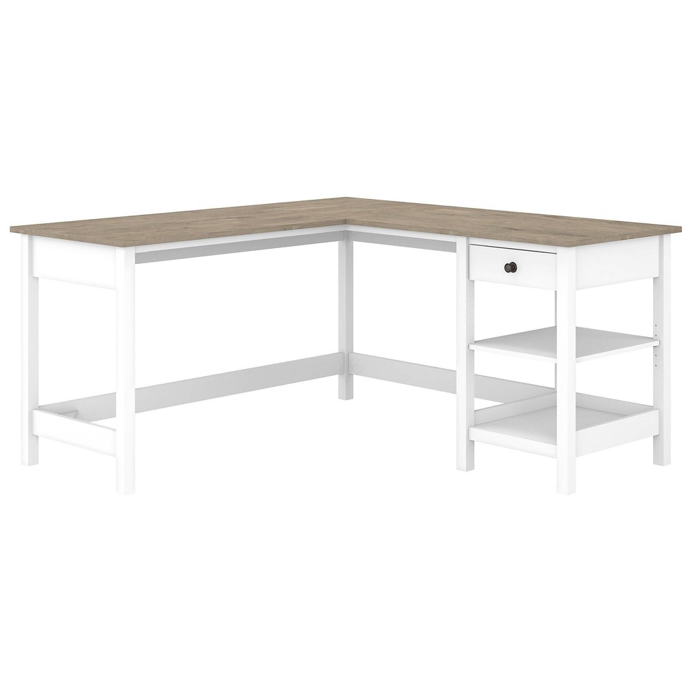 Photos - Office Desk 60W Mayfield L Shaped Computer Desk with Storage Shiplap Gray/Pure White 