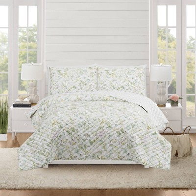 Modern Heirloom Full/Queen Quilt Botanical Floral Green