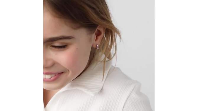 Girl's Cascading CZ Heart Hoop Sterling Silver Earrings - In Season Jewelry, 2 of 9, play video