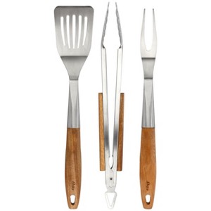 Oster Balincourt 3 Piece Stainless Steel and Wood BBQ Tool Set in Brown - 1 of 4