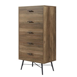 VYNXARIA Spacious 5 Drawer Dresser in Rustic Walnut: Ideal for Multiple Rooms - 1 of 4